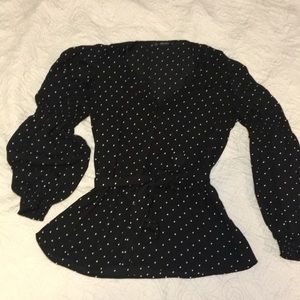 Black and White Polka Dot Peplum Blouse